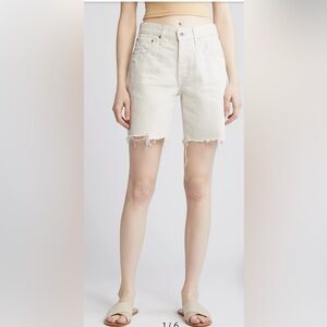 Ag Adriano Goldschmied Ex Boyfriend Raw Hem Denim Bermuda Shorts